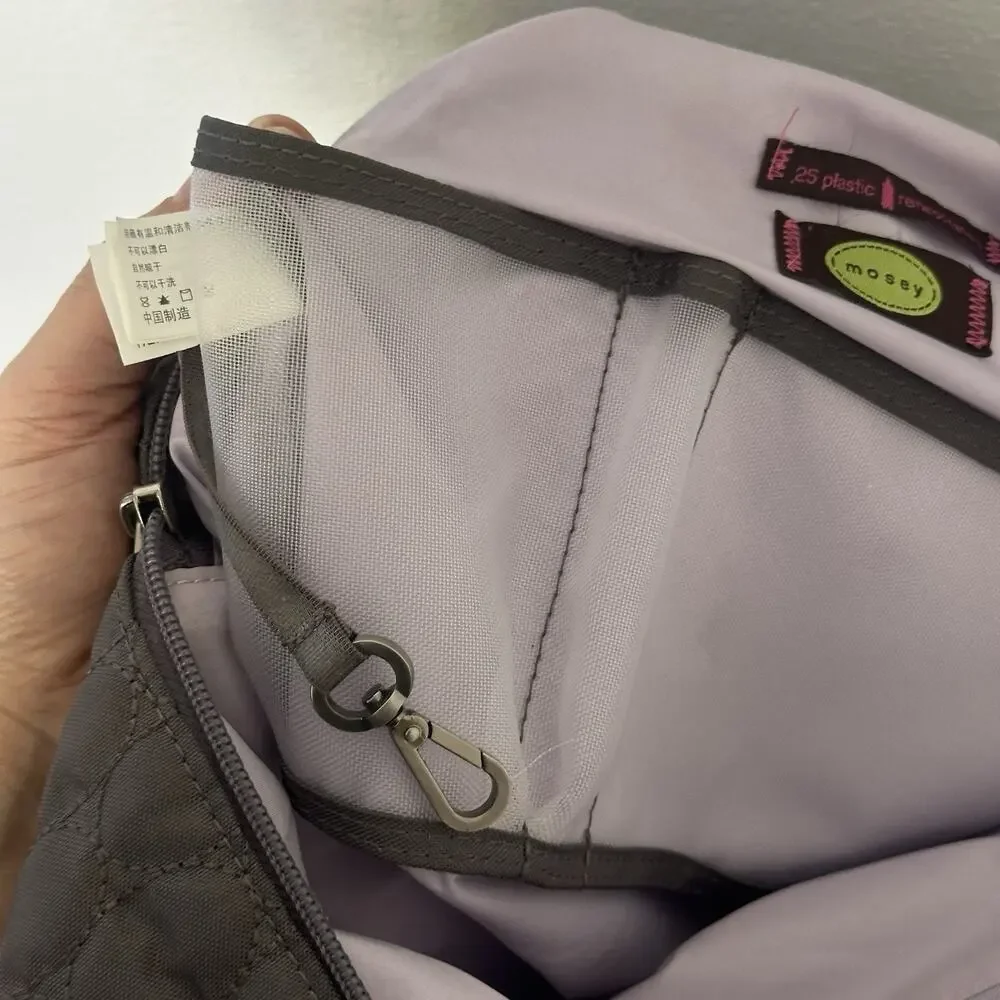 Mosey Life Baggallini Gray/Lavender Convertible Backpack Bag Travel Packable